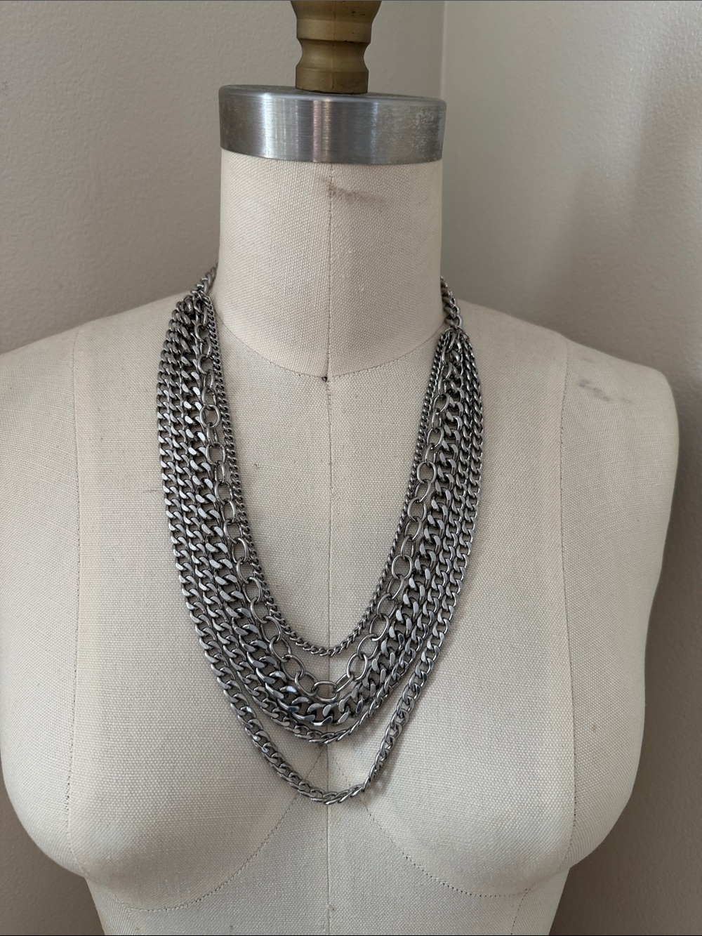 Lane Bryant Layered Silver Multi-Chain Necklace